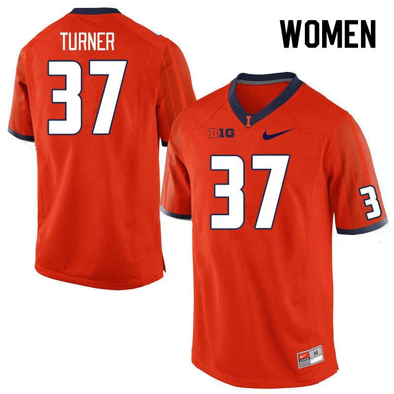 Women #37 Solo Turner Illinois Fighting Illini College Football Jerseys Stitched Sale-Orange